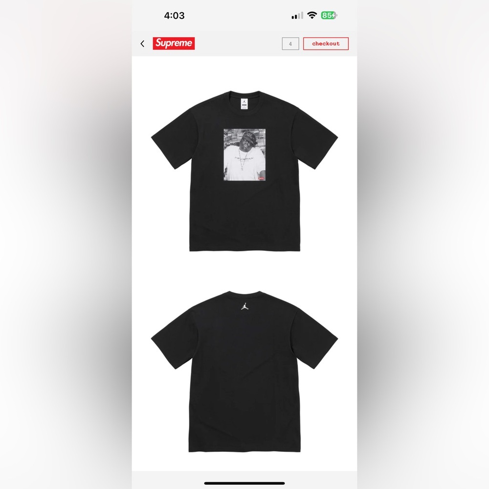 Supreme x Jordan “Biggie” T-shirt.